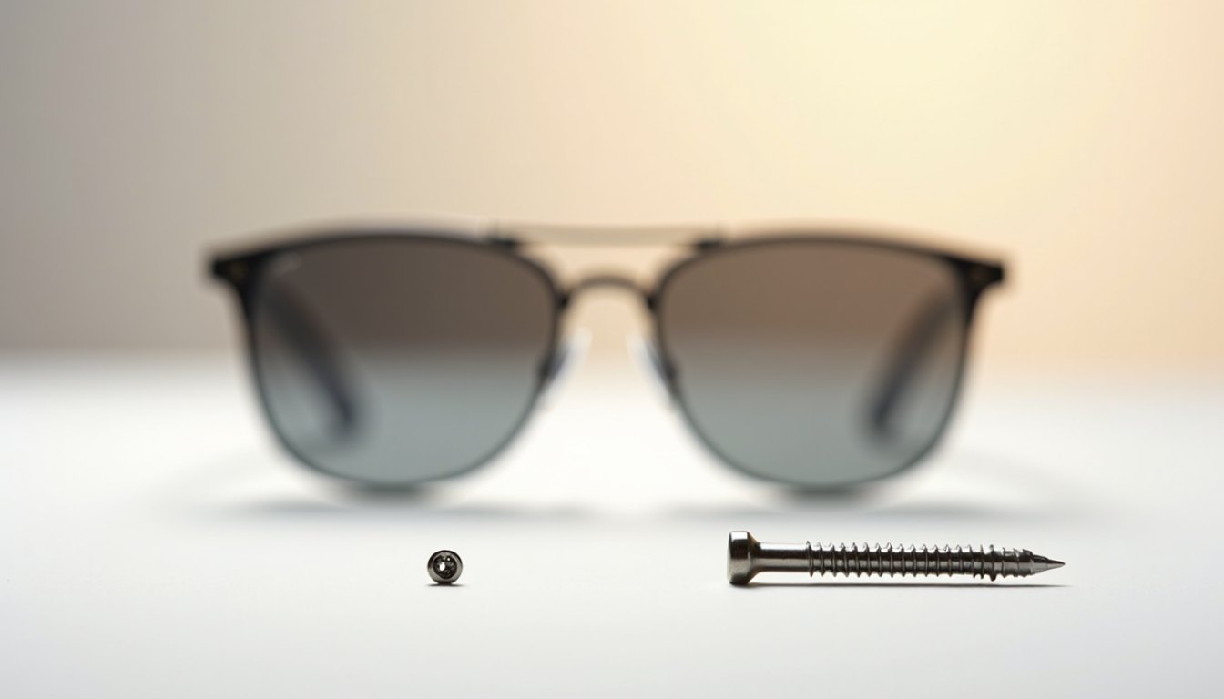 A small precision screwdriver and a single tiny screw on a clean white work surface under bright even light