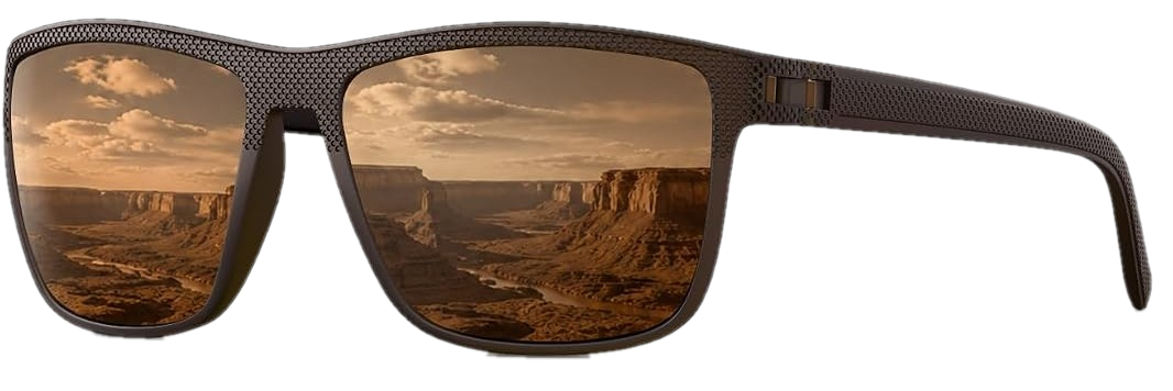 Tinvero T01 in brown with a polarised brown lens, three-quarter view