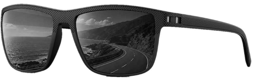 Tinvero T01 in black with a polarised grey lens, three-quarter view