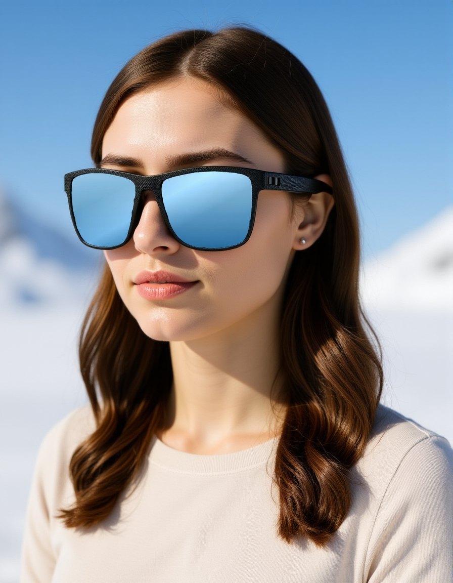 T01 Ice Blue worn by a model, rendered from the product photograph